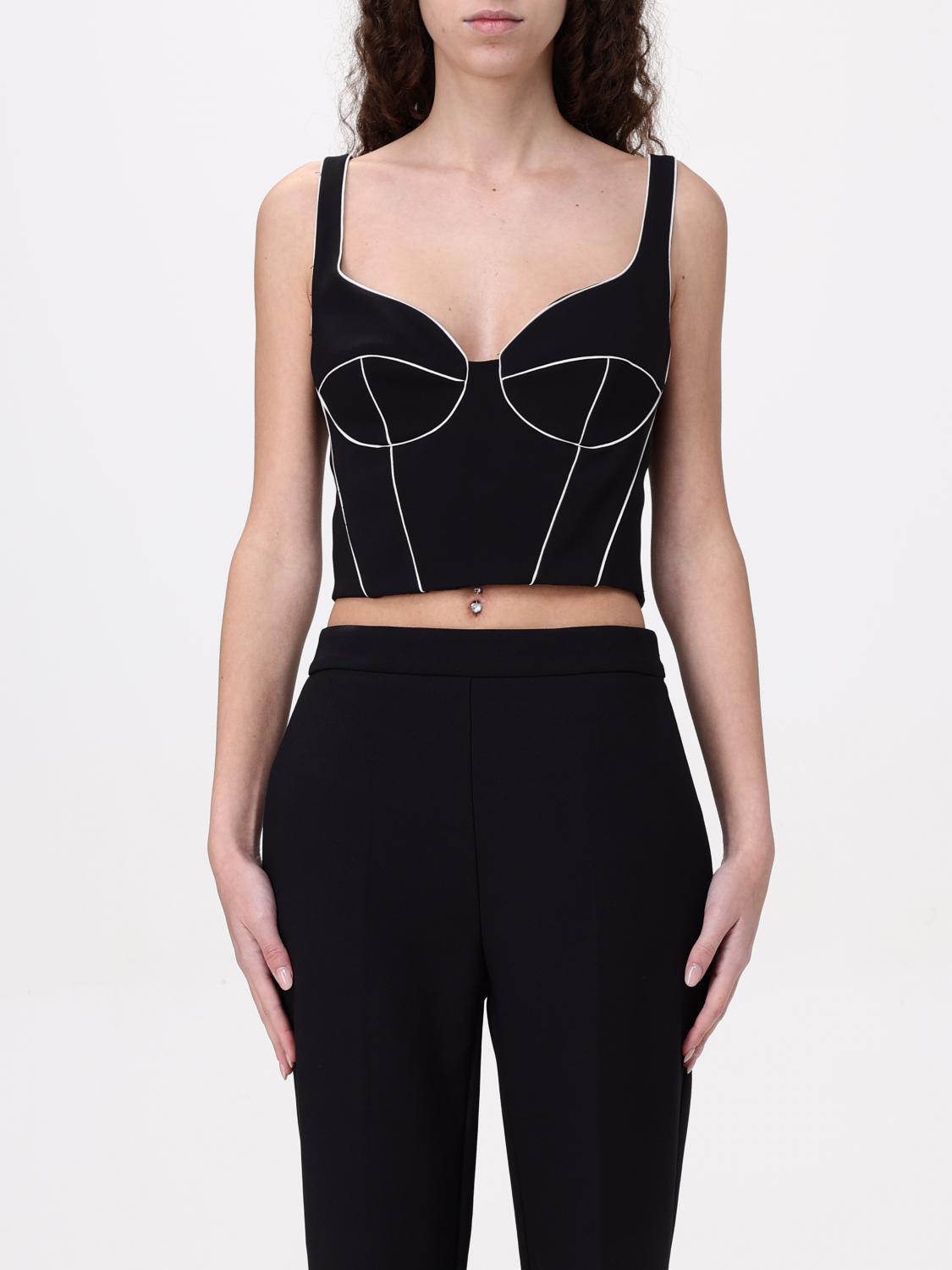Elisabetta Franchi Contrasting Corset Top In Black