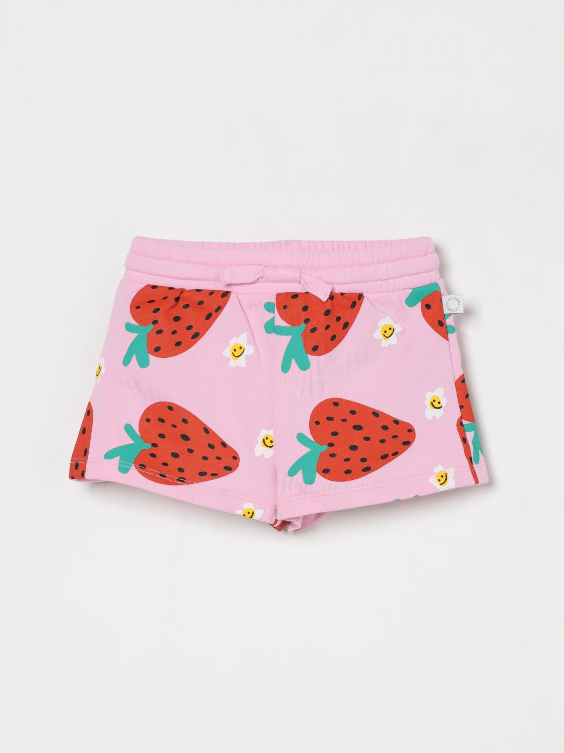 Stella Mccartney Pink Shorts For Baby Girl With Strawberry Print In Pink