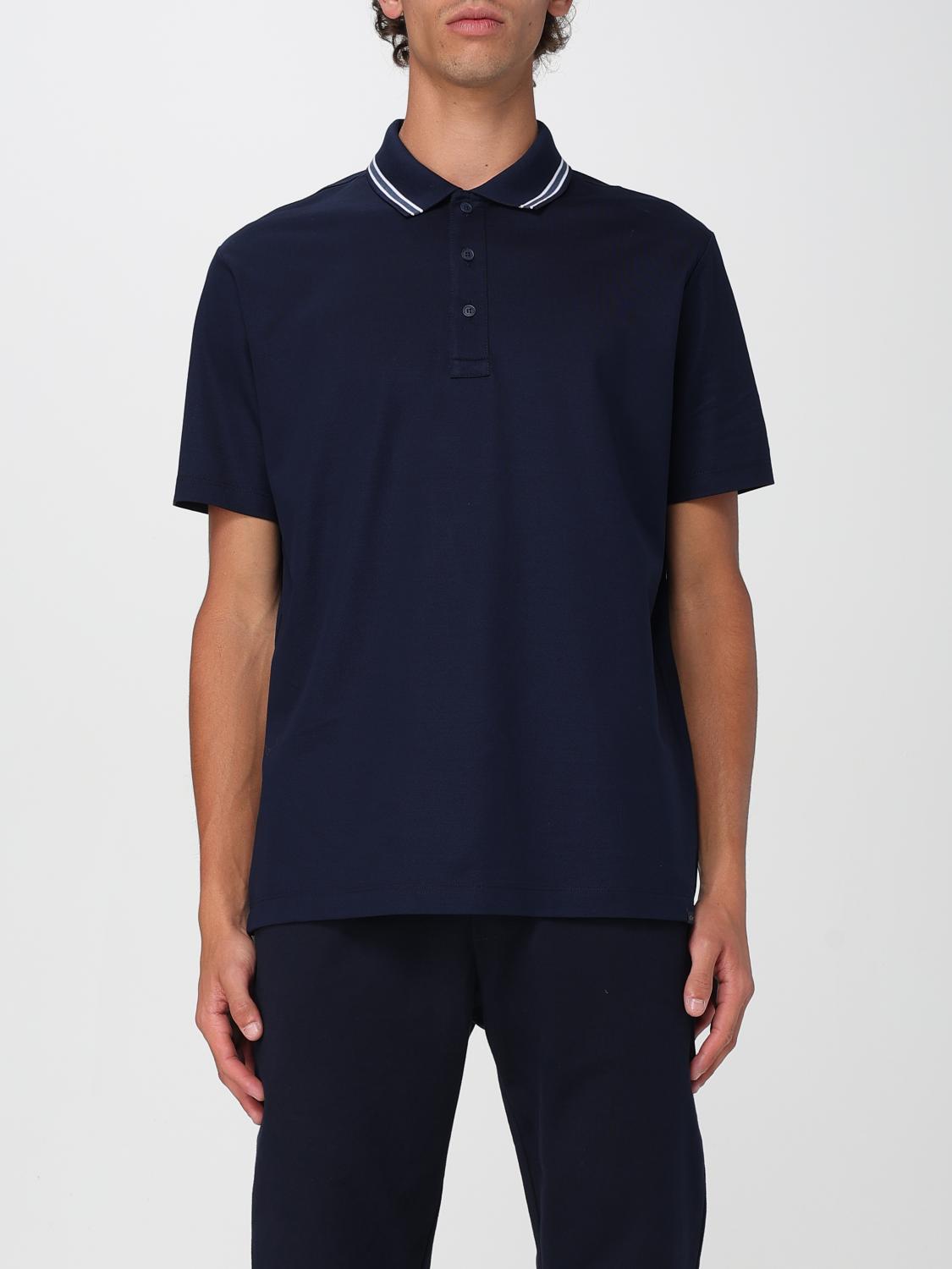 Paul & Shark Polo In Cotone Double Piqué Con Dettagli A Righe In Blue