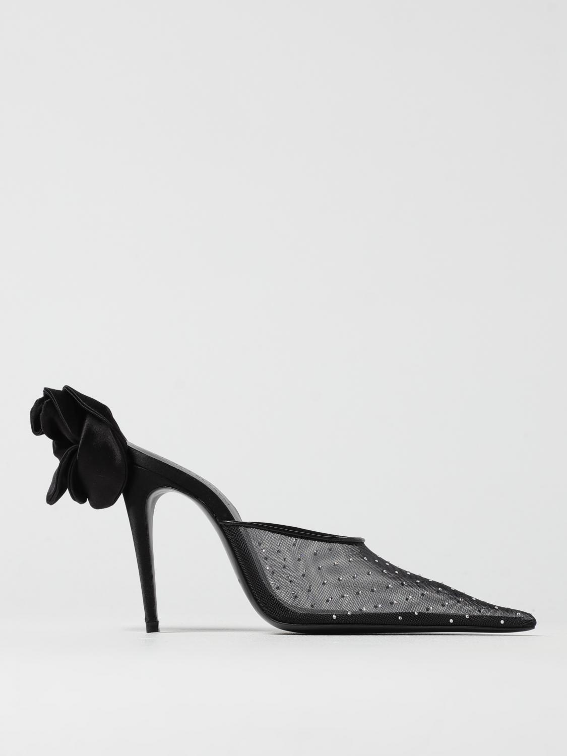 Magda Butrym Rose Crystal Mesh Mules In Black