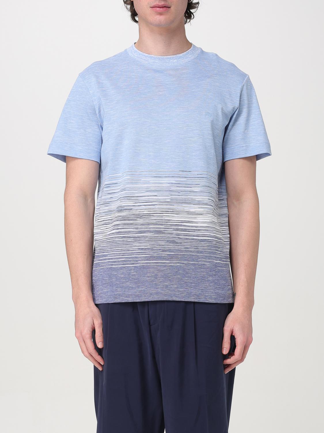 Missoni Men's Flame Cotton And Linen T-shirt | Size Small | Us25sl09 Color Bj00mrs72iz In Blue