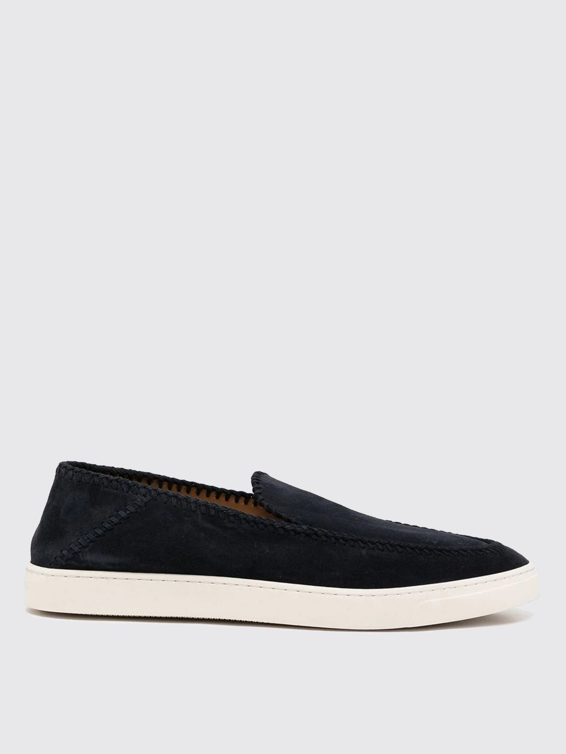 Giorgio Armani Almond Toe Leather Sneaker With Braid Detailing