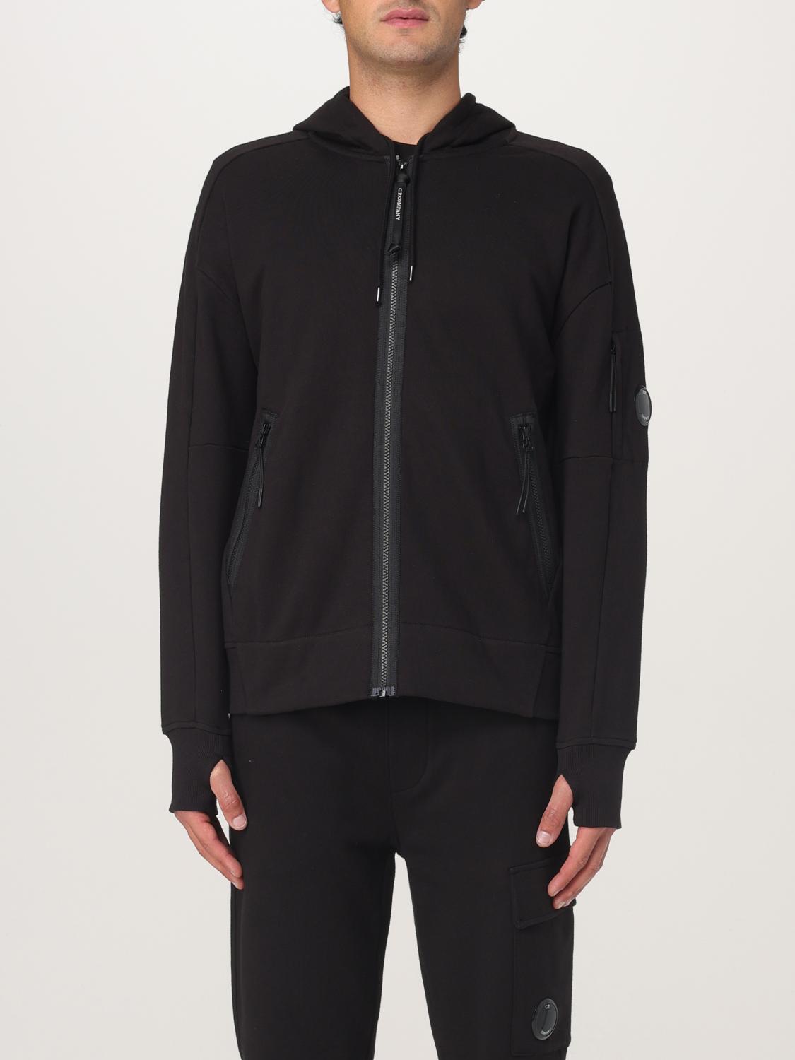 C.p. Company Black Zip Sweatshirt With Hood In Black