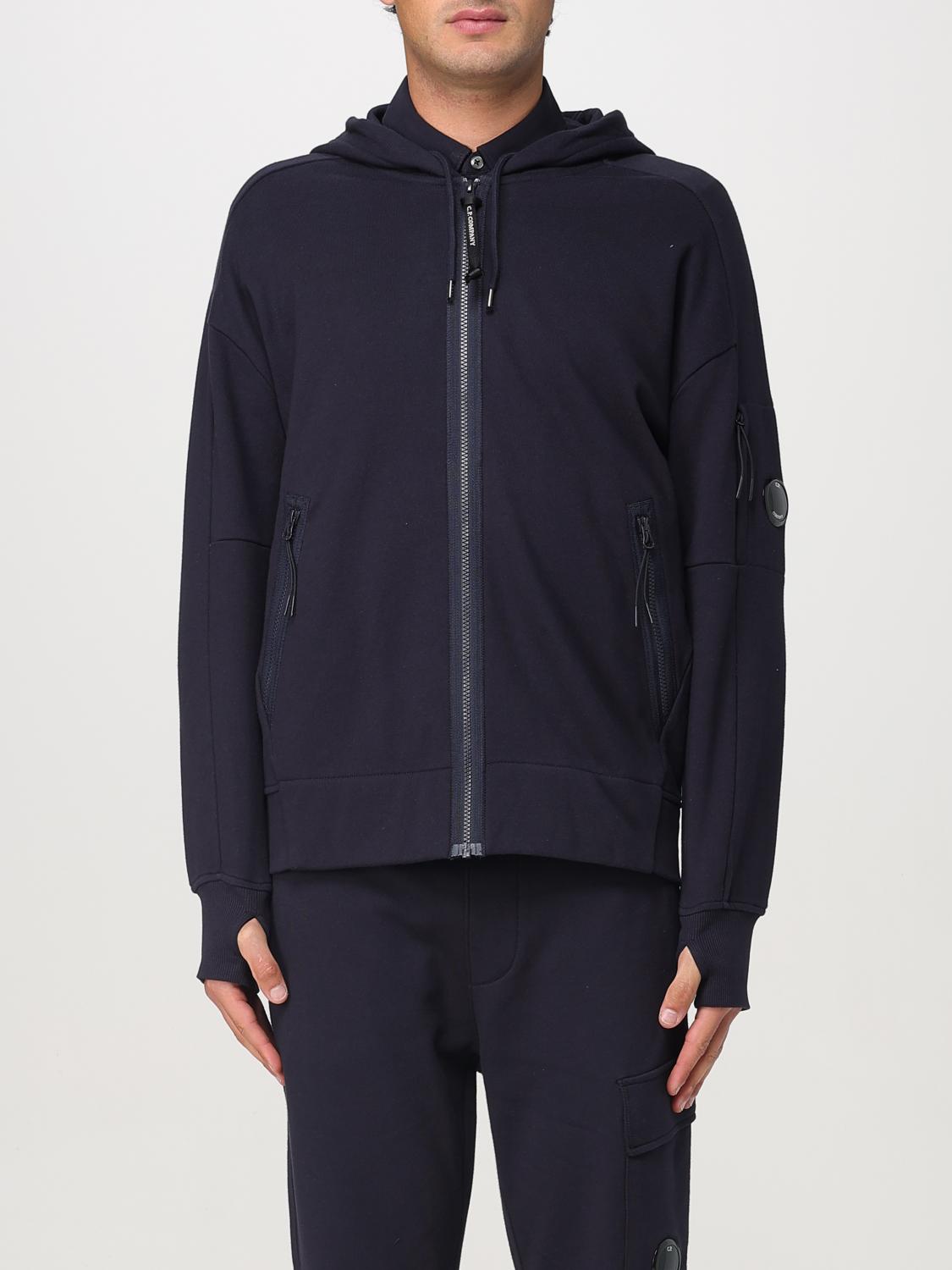 C.p. Company Diagonal Raised Fleece Google Zipped Sweatshirt In Blue
