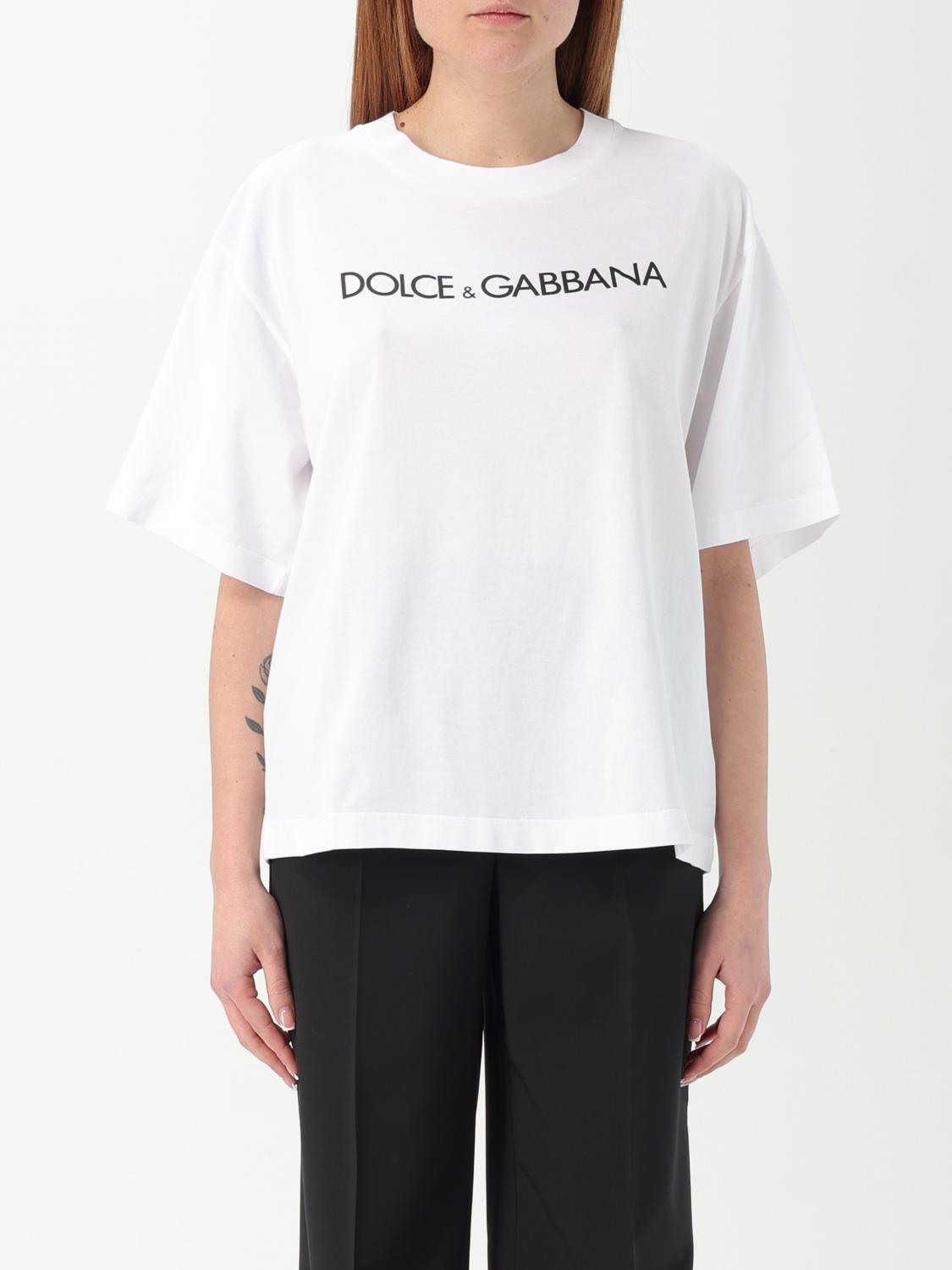 Dolce & Gabbana Dolce&gabbana White Crew-neck T-shirt With Logo In Cotton Women In White