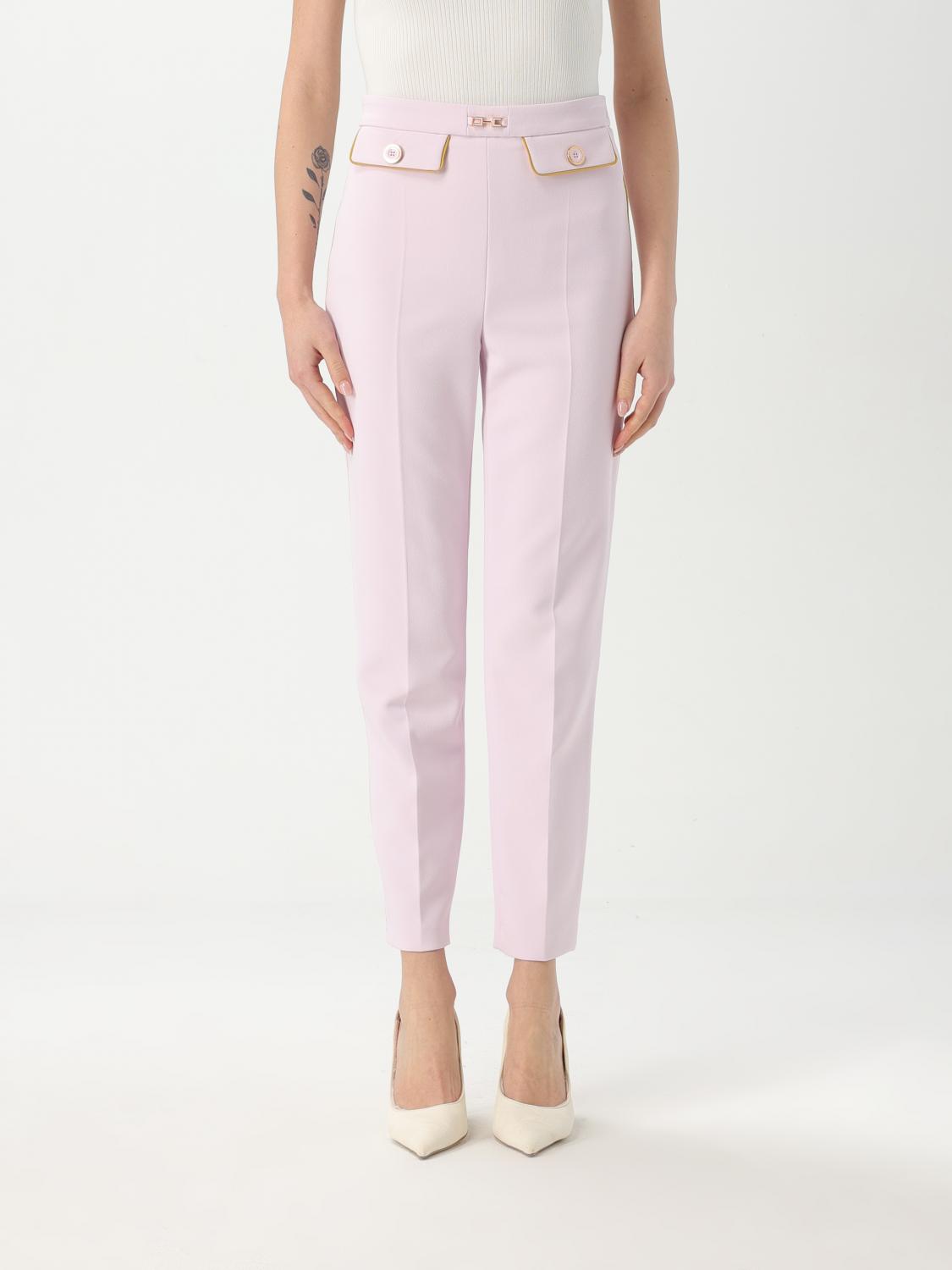 Elisabetta Franchi Pantalone In Crepe Trousers In Quartz