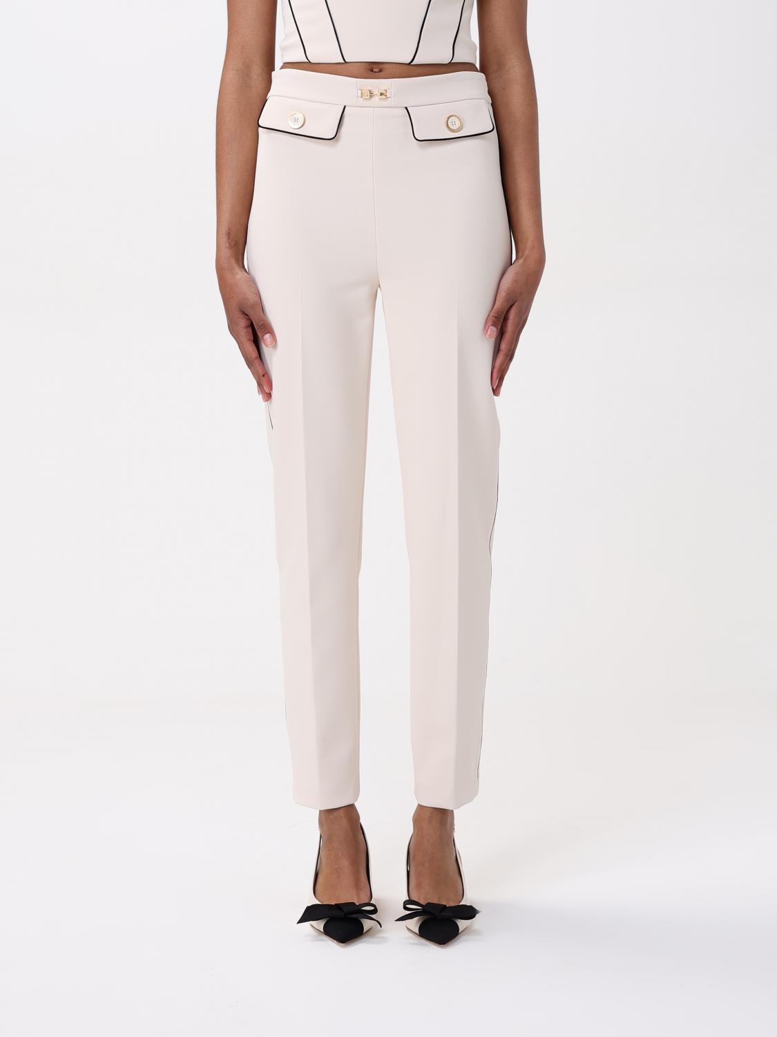 Elisabetta Franchi Ecrù Slim Fit Trouser In Butter