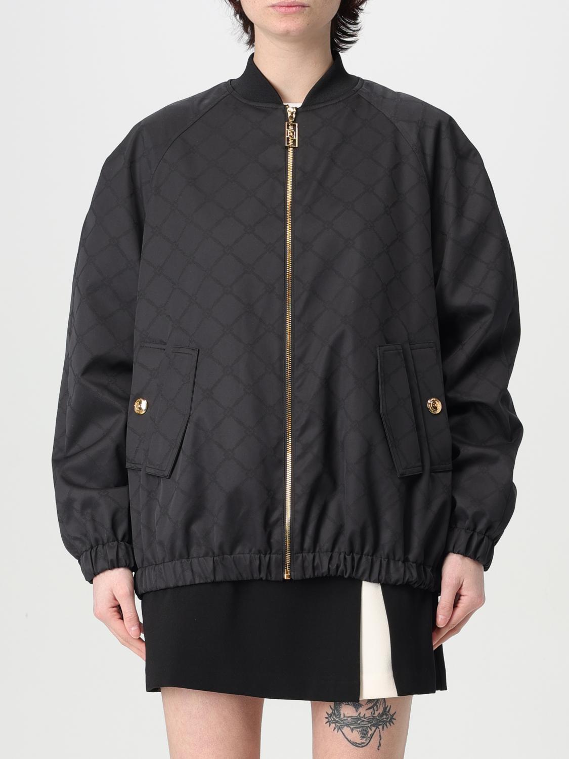 Elisabetta Franchi Bomber In Giubbino Tecnico Jaquard In Black