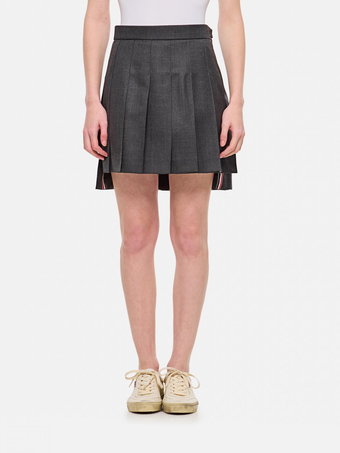 Thom Browne Pleated Mini Skirt In Grau