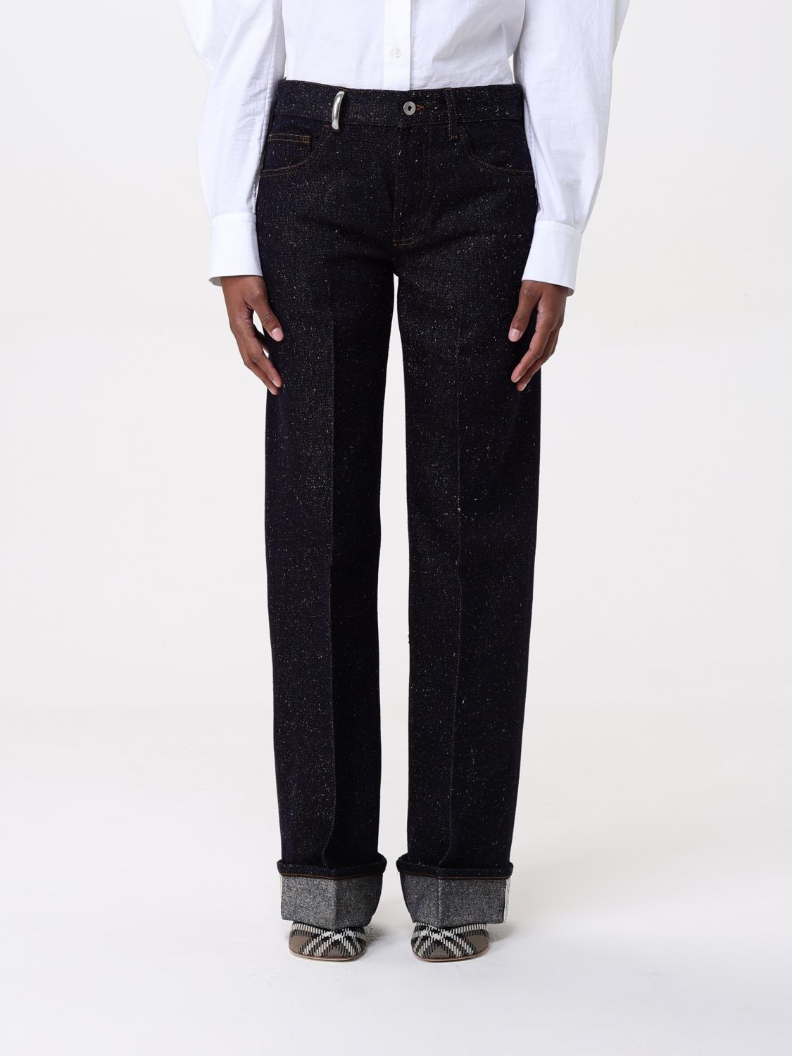 Burberry Cotton Blend Trouser With Metal Belt Loop In Indigo