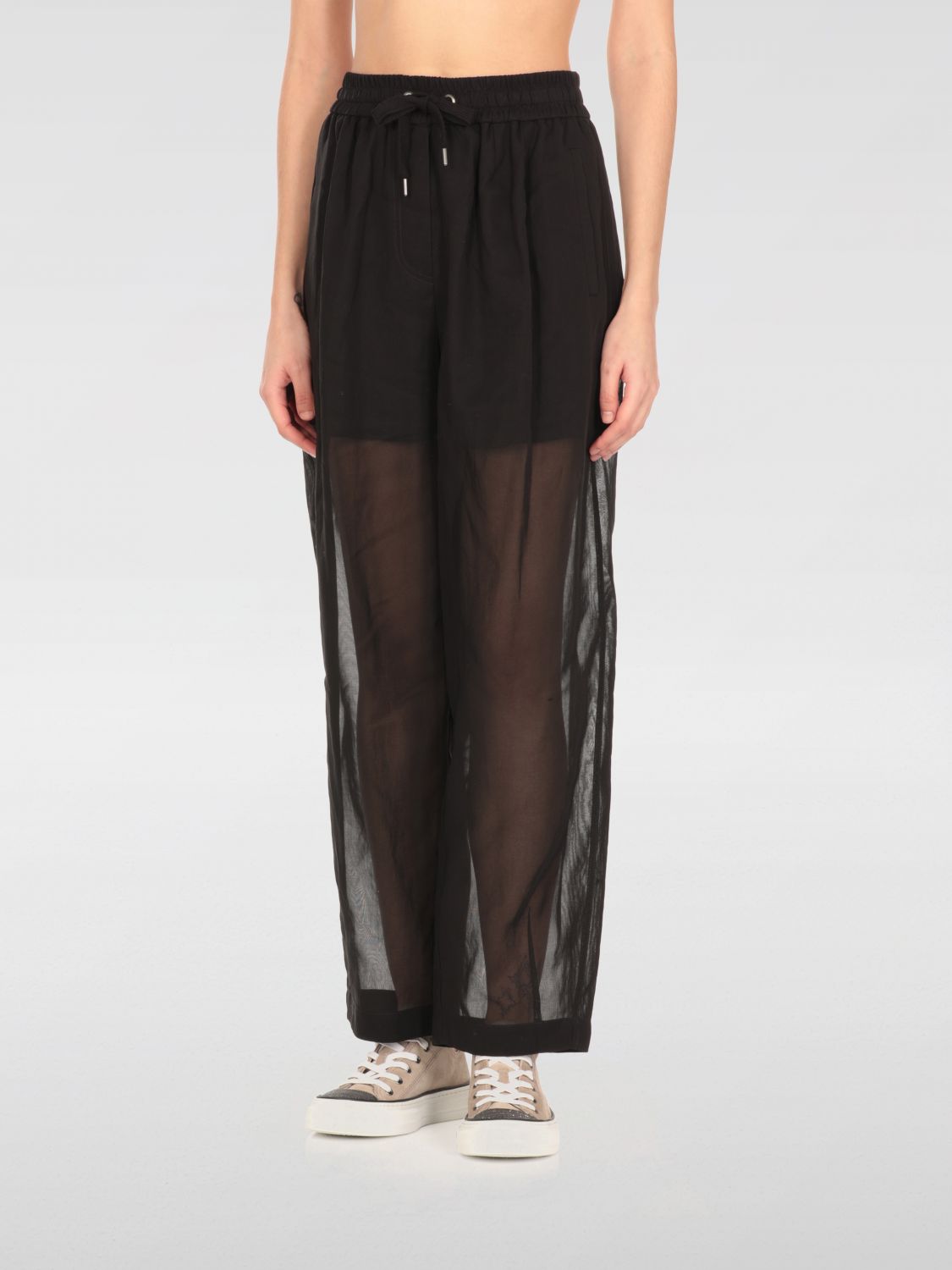 Brunello Cucinelli Tailored Black Trousers With Sheer Panels