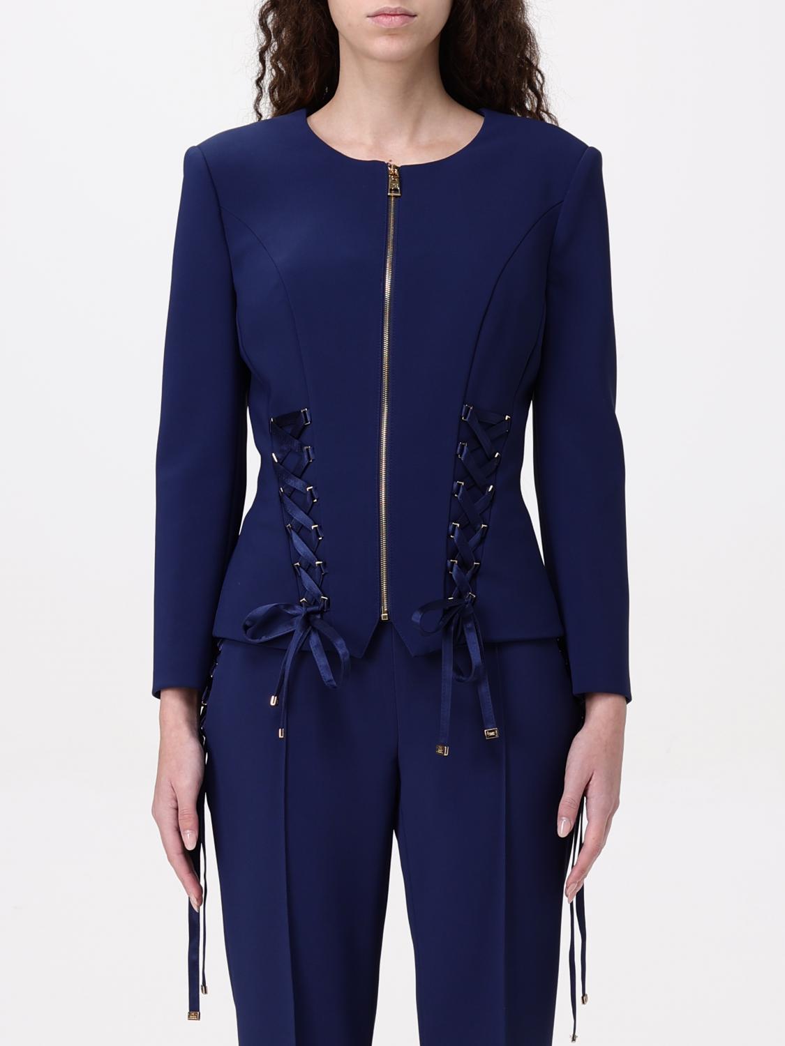 Elisabetta Franchi Slim Jacket With Zip In Blue