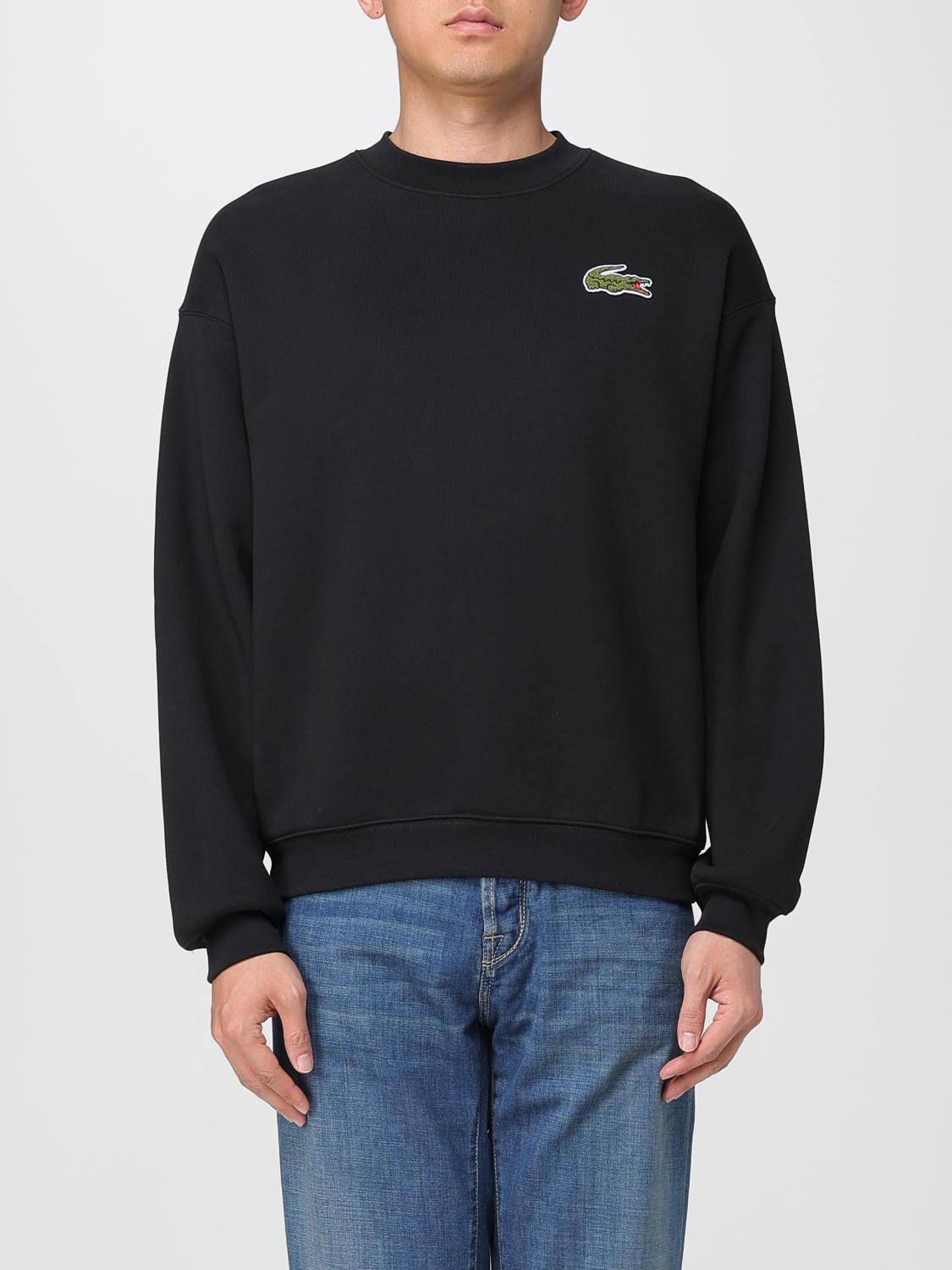 Lacoste Crocodile Badge Cotton Sweatshirt In Black