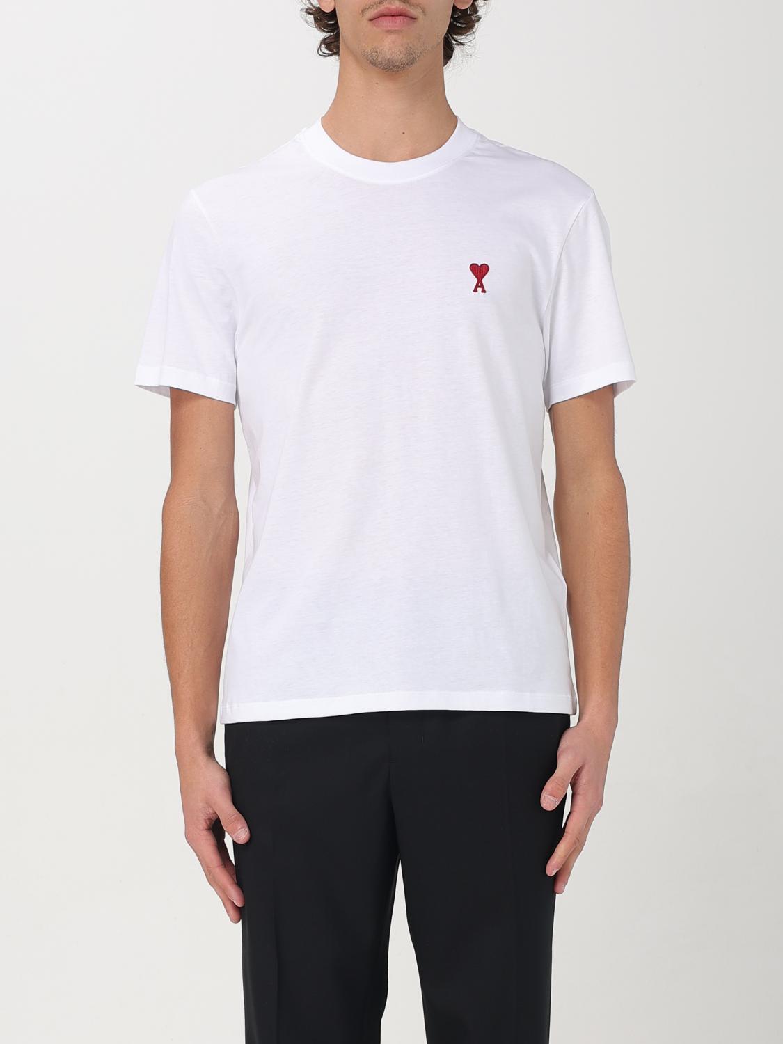 Ami Alexandre Mattiussi De Coeur Embroidered Branding Regular-fit Stretch-organic Cotton T-shirt In White
