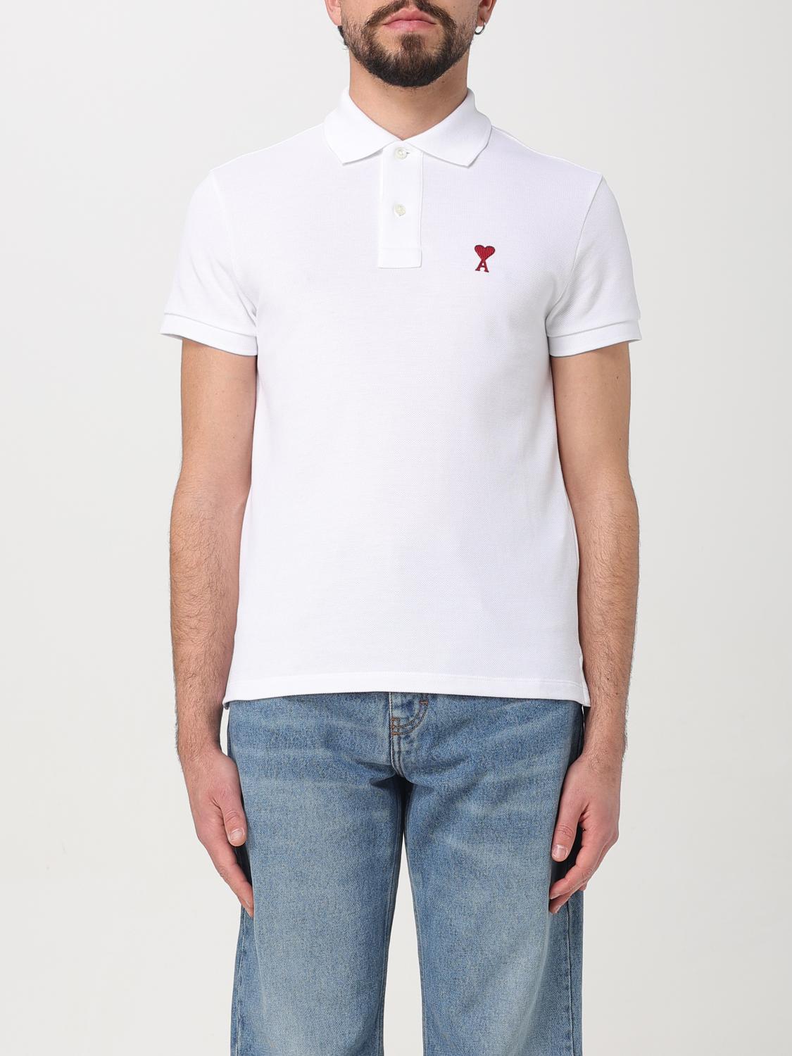 Ami Alexandre Mattiussi Ami Paris Men Cotton Polo Shirt With Iconic Embroidery In White