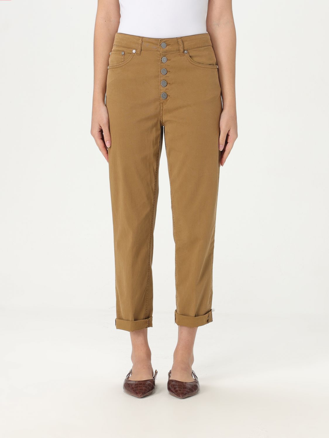 Shop Dondup Pants Woman Color White In Weiss