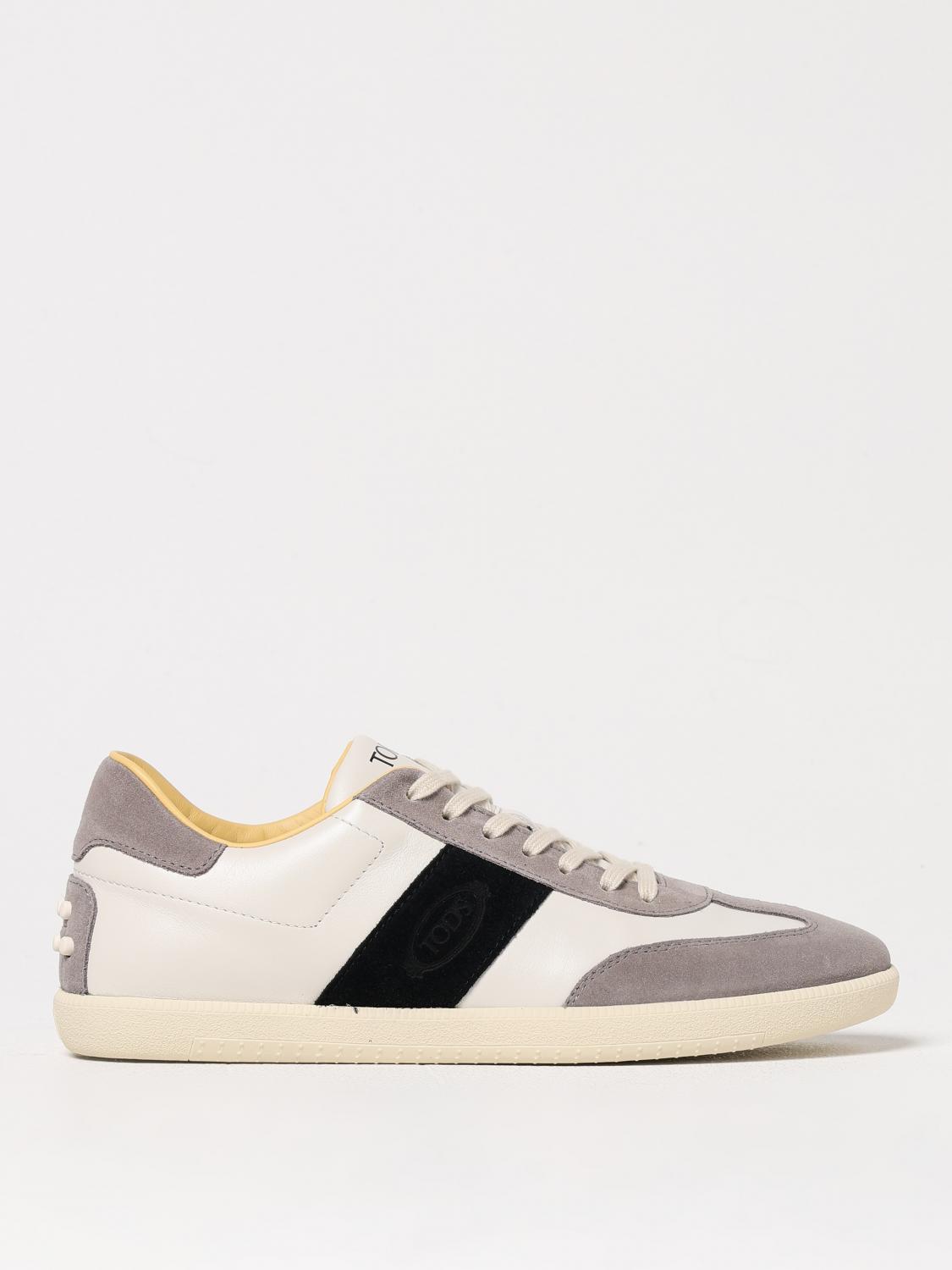 Tod's Color-blocked Leather Sneakers With Signature Gommino Sole In White