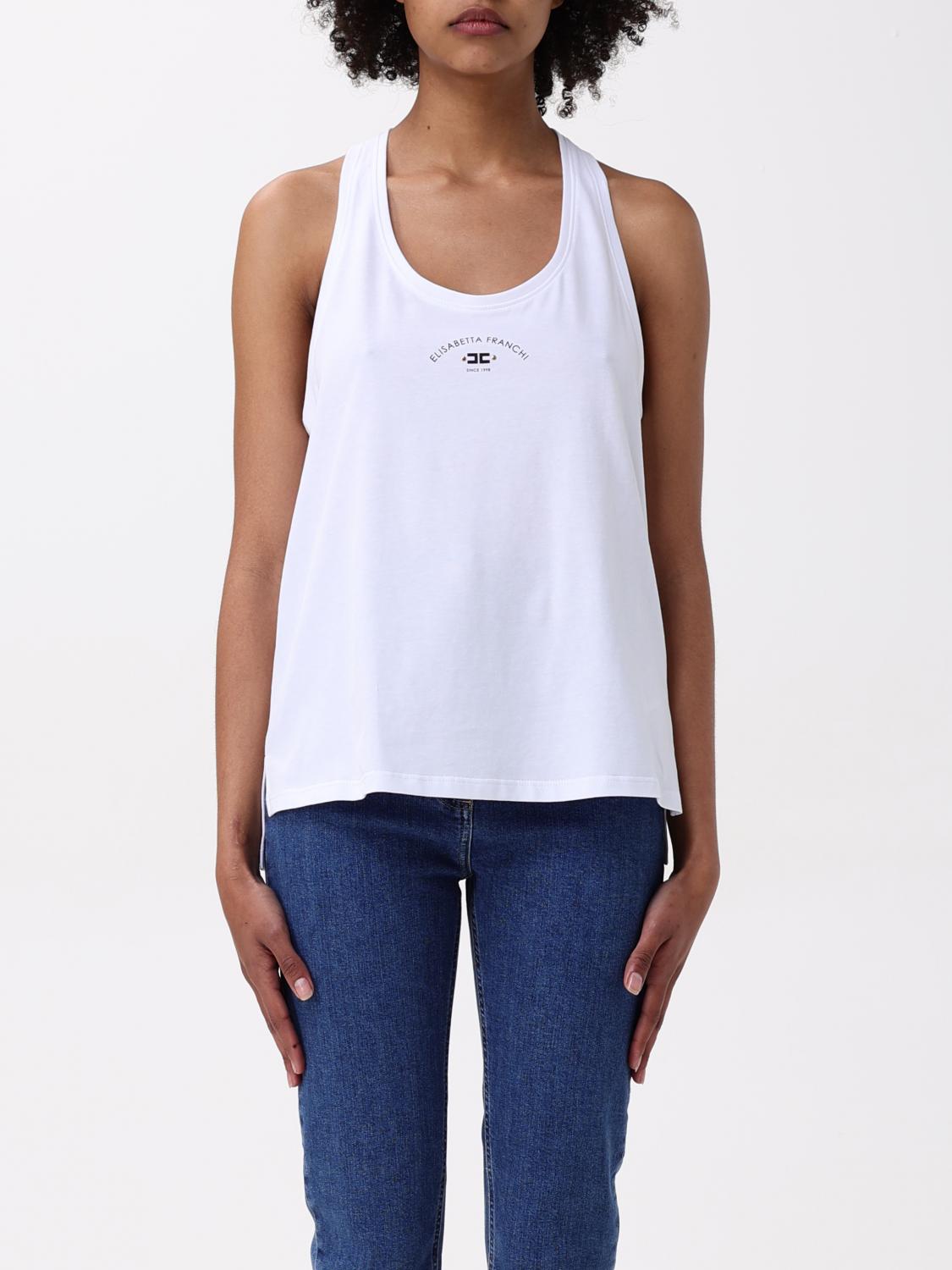 Elisabetta Franchi Jersey Tank Top With Logo In White