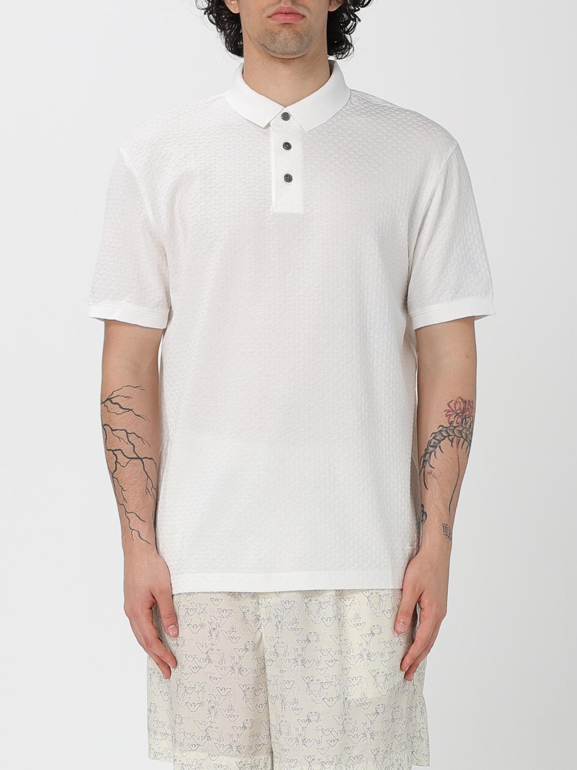 Emporio Armani White Embroidered Logo Polo