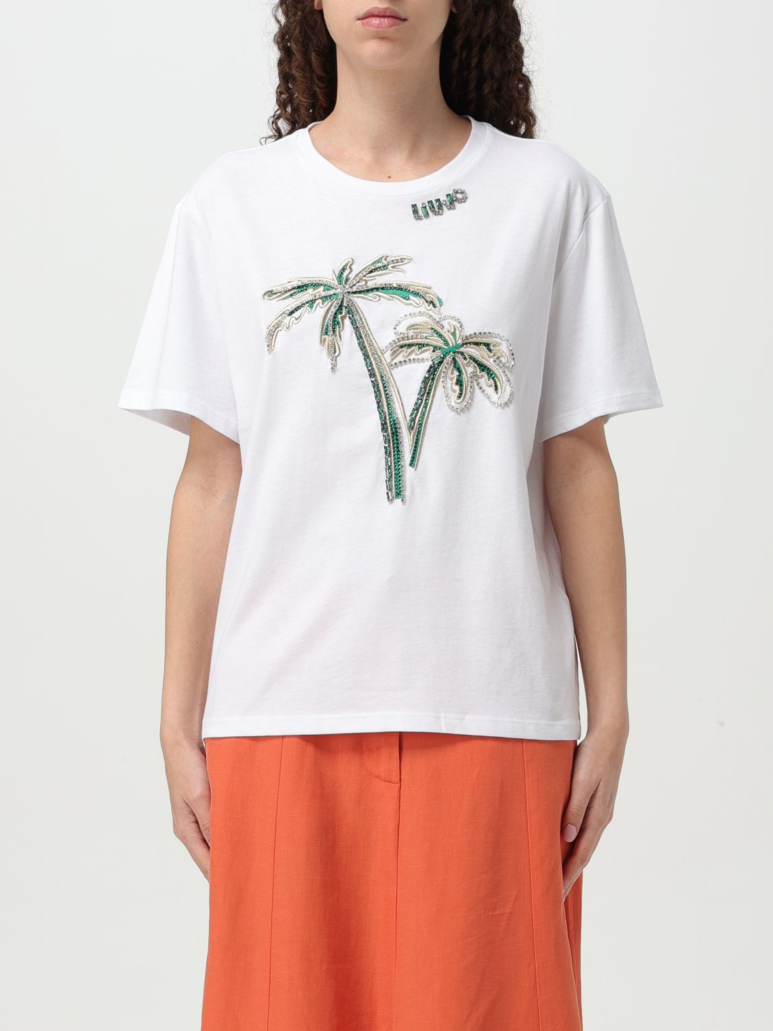 Liu •jo Liu Jo Graphic Embroidered Embellished T In Weiss 1