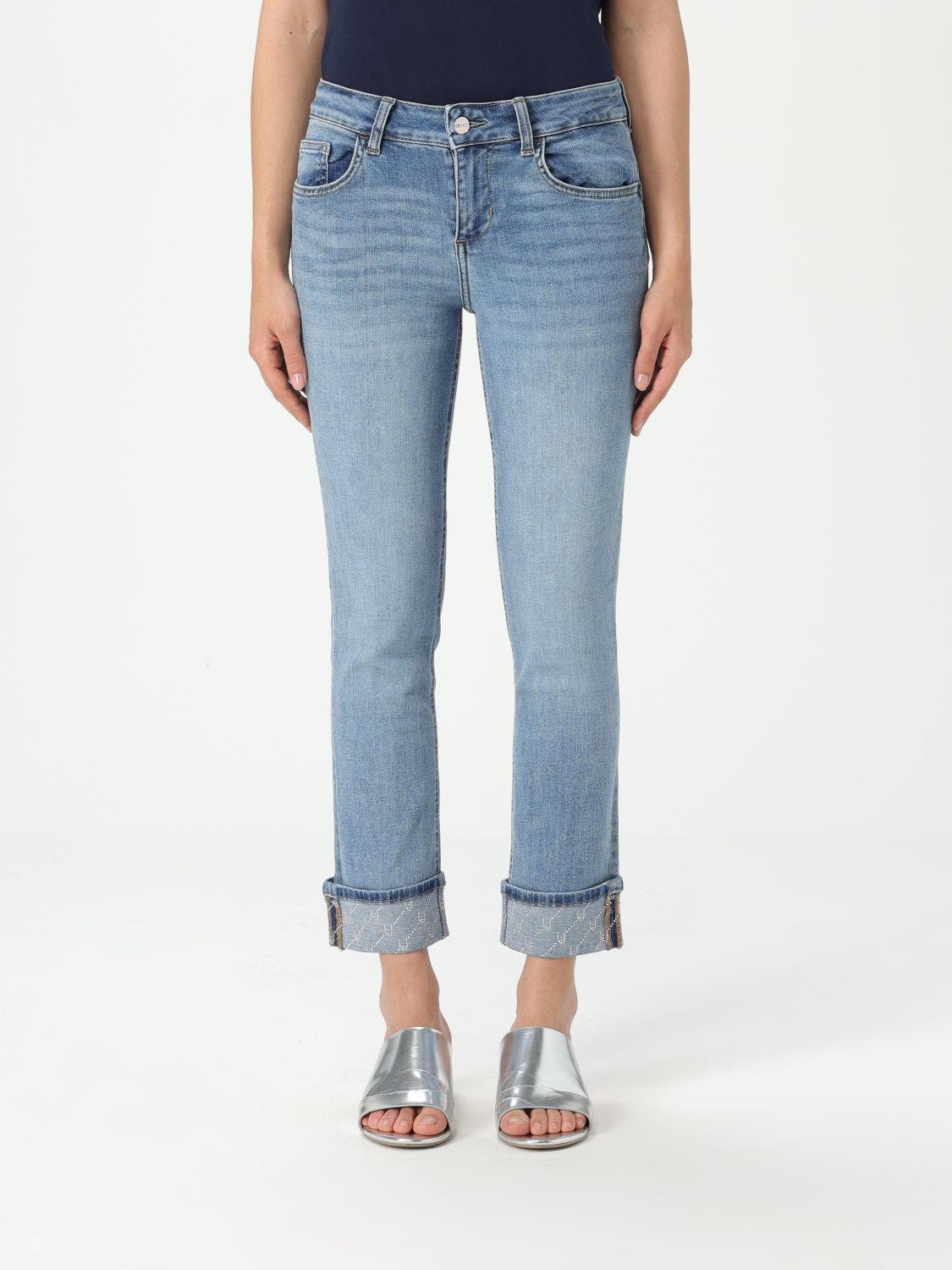 Liu •jo Liu Jo Blue Bottom-up Skinny Jeans With Turn-ups In Navy