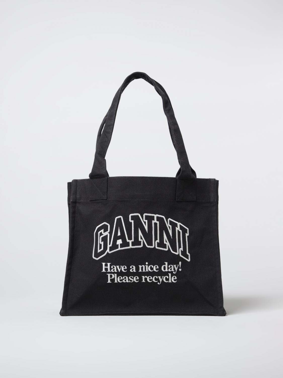 Ganni Tote Bags Woman Color Black In Black