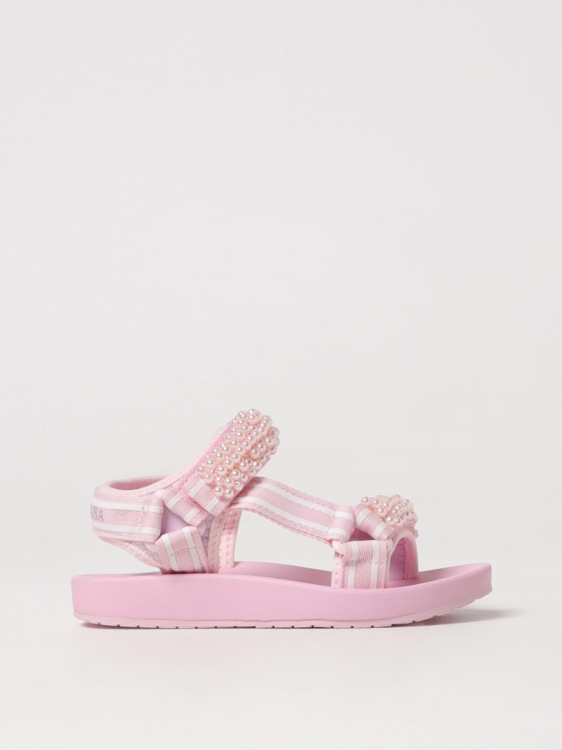 Monnalisa Rhinestone-embellished Sandals In Pink