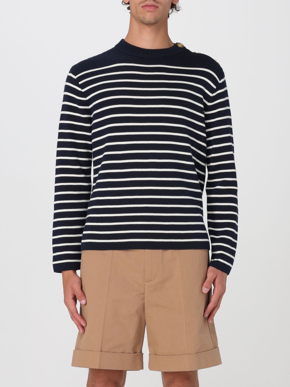 Valentino Maglione In Cotone Ricamato Uomo In Black