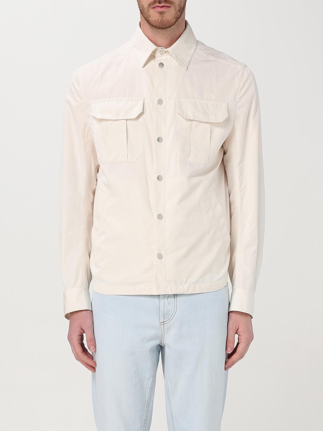Brunello Cucinelli Men Shirt-style Outerwear Unlined In Water-repellent Microfibre With Heat Tapes In White