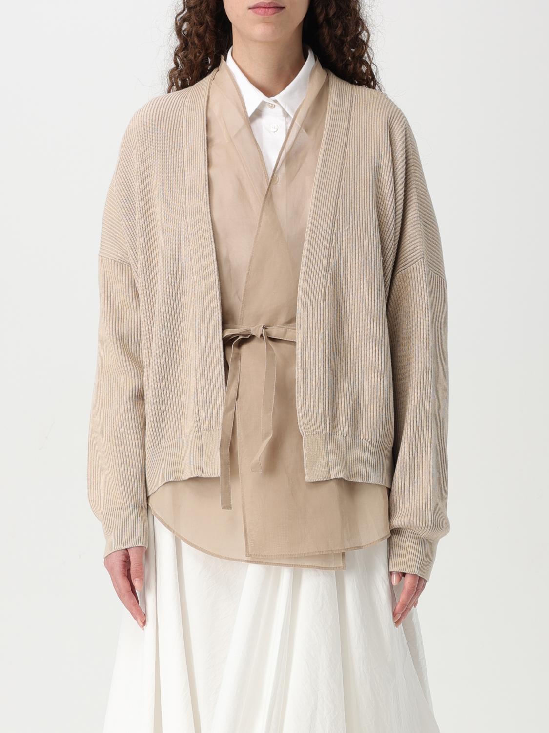 Brunello Cucinelli Cardigan With Multilayer In Beige