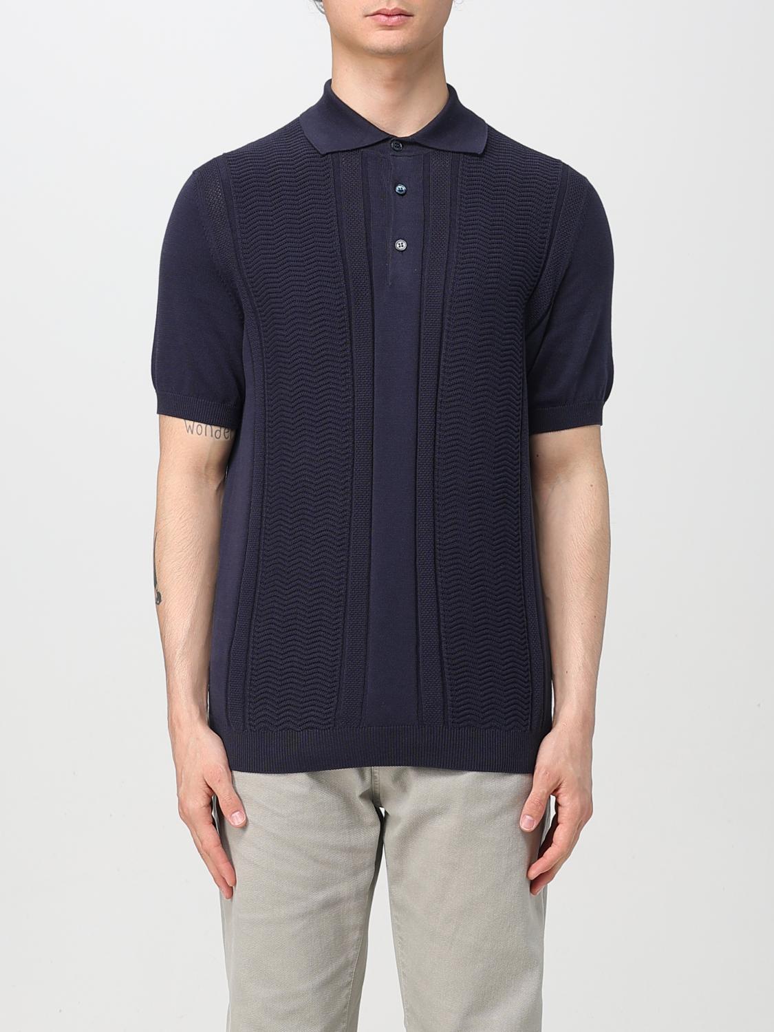 Brunello Cucinelli Knit Polo Shirt In Blue