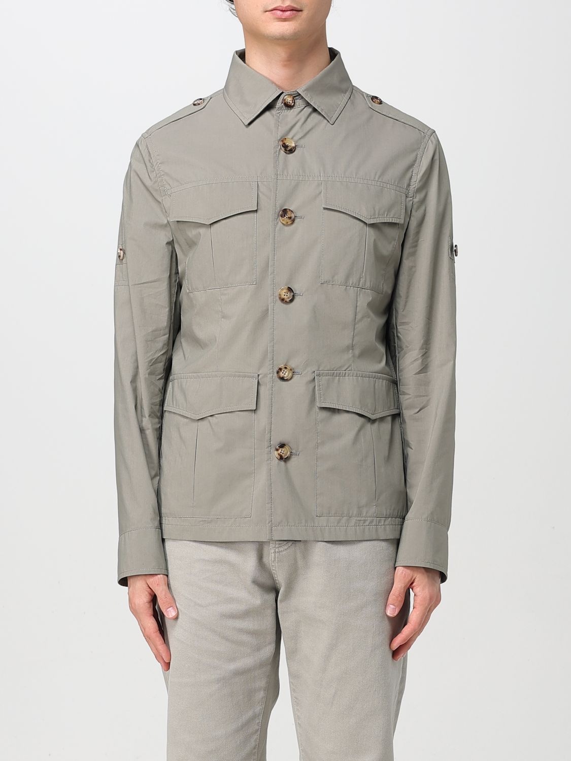 Brunello Cucinelli Waterproof Beige Techno Cotton Jacket In Grey