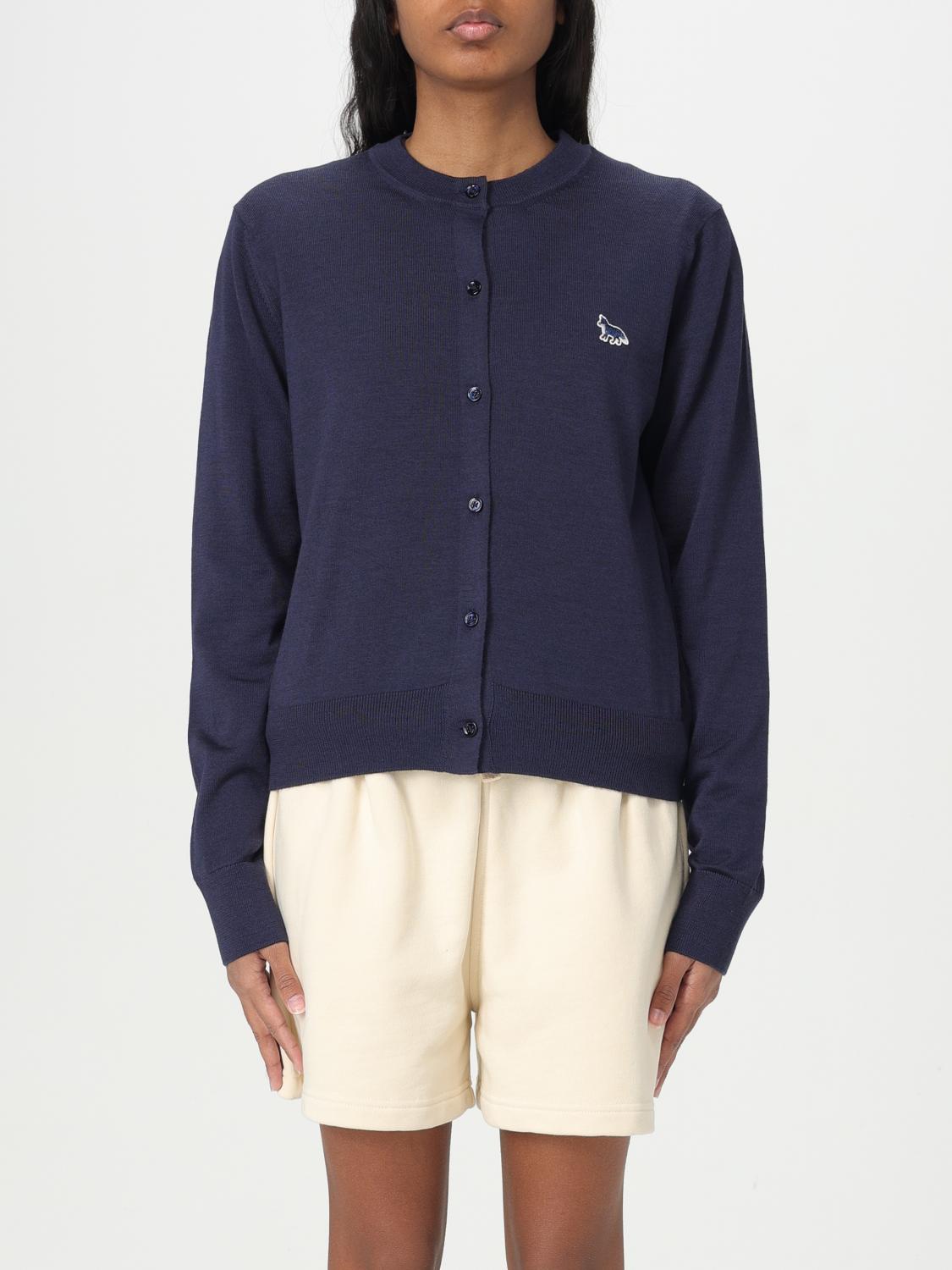Shop Maison Kitsuné Cardigan Woman Color Blue In Blau