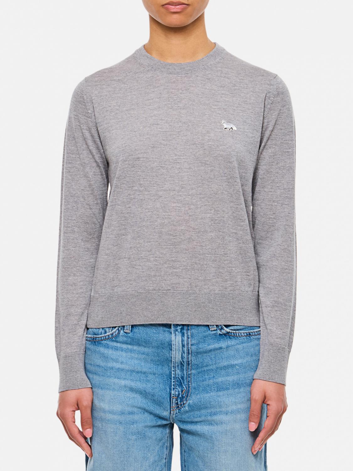 Shop Maison Kitsuné Sweater Woman Color Grey