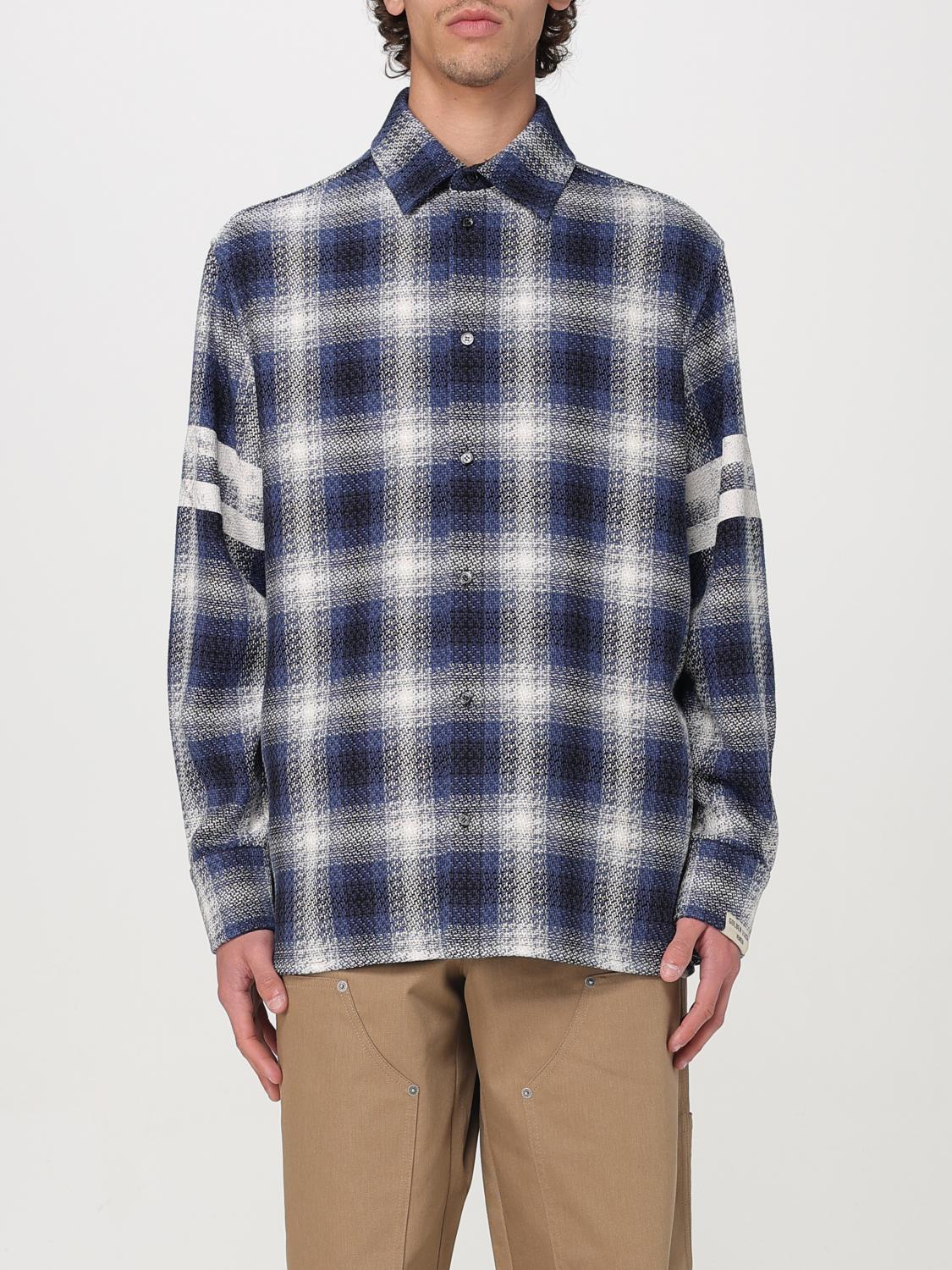 Golden Goose Multicolor Shirt With Check Motif And Stripes On The Sleeves In Ice