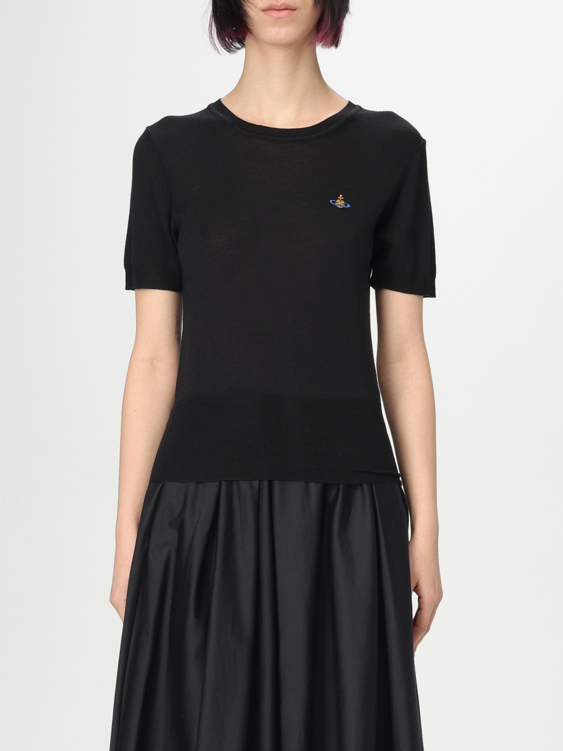 Vivienne Westwood Orb Embroidered Short-sleeved Knit Top In Black