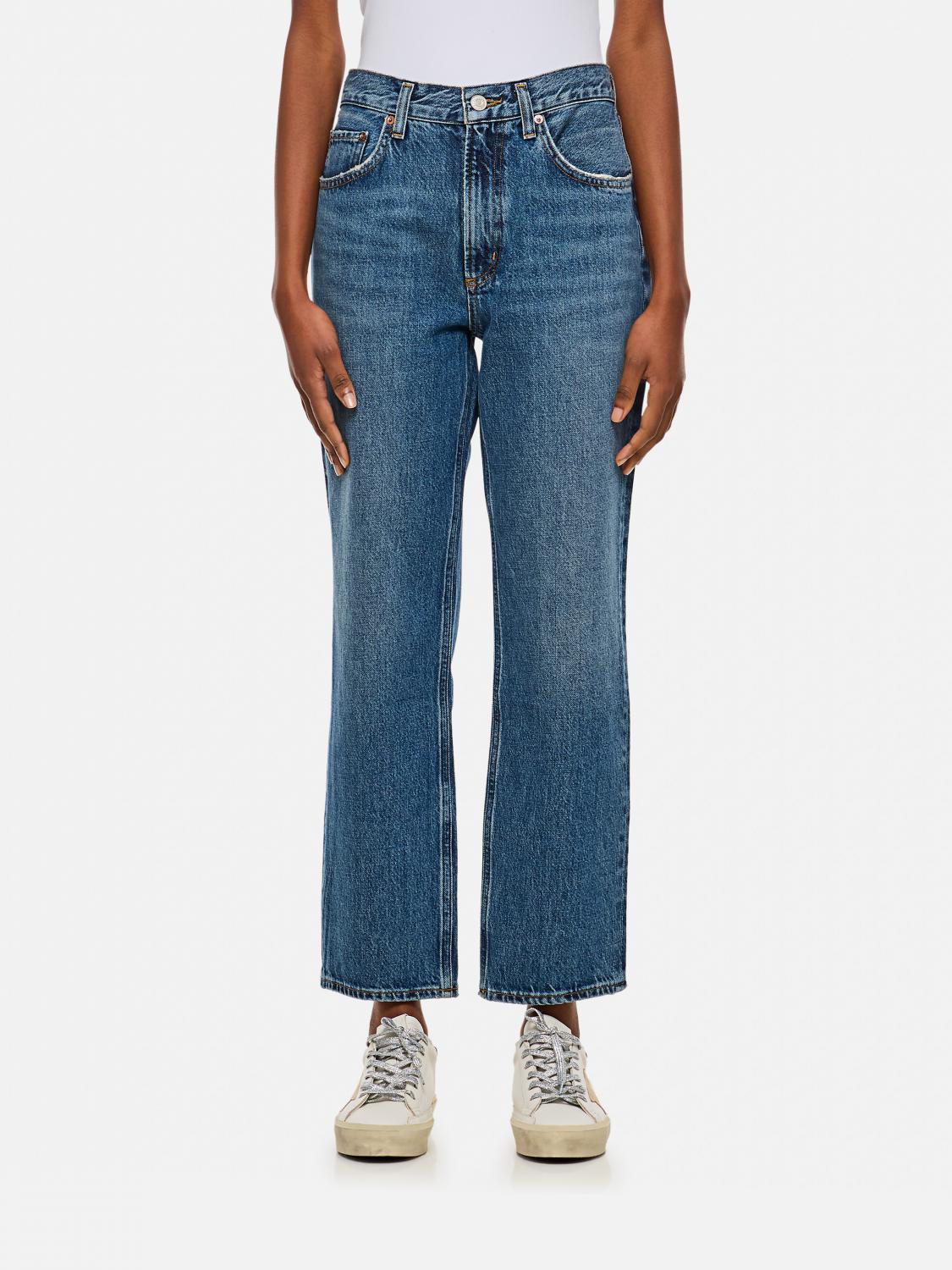 Agolde Denim Trousers With Belt Loops In Blue