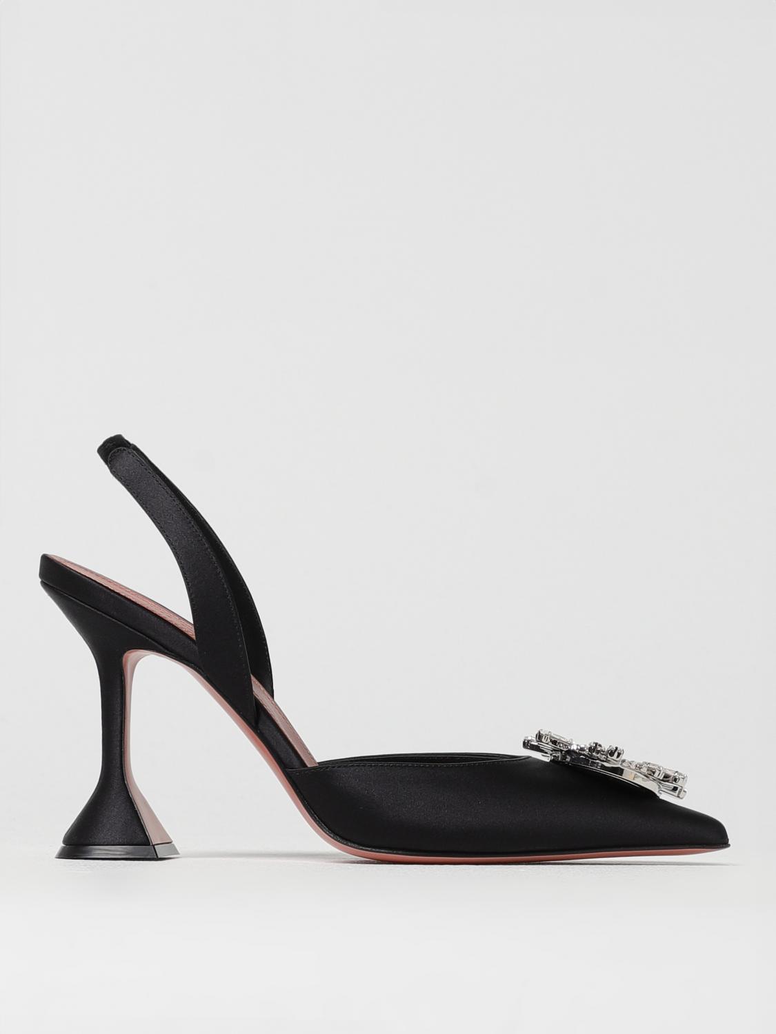 Amina Muaddi Rosie Crystal-embellished Satin Slingback Pumps In Black