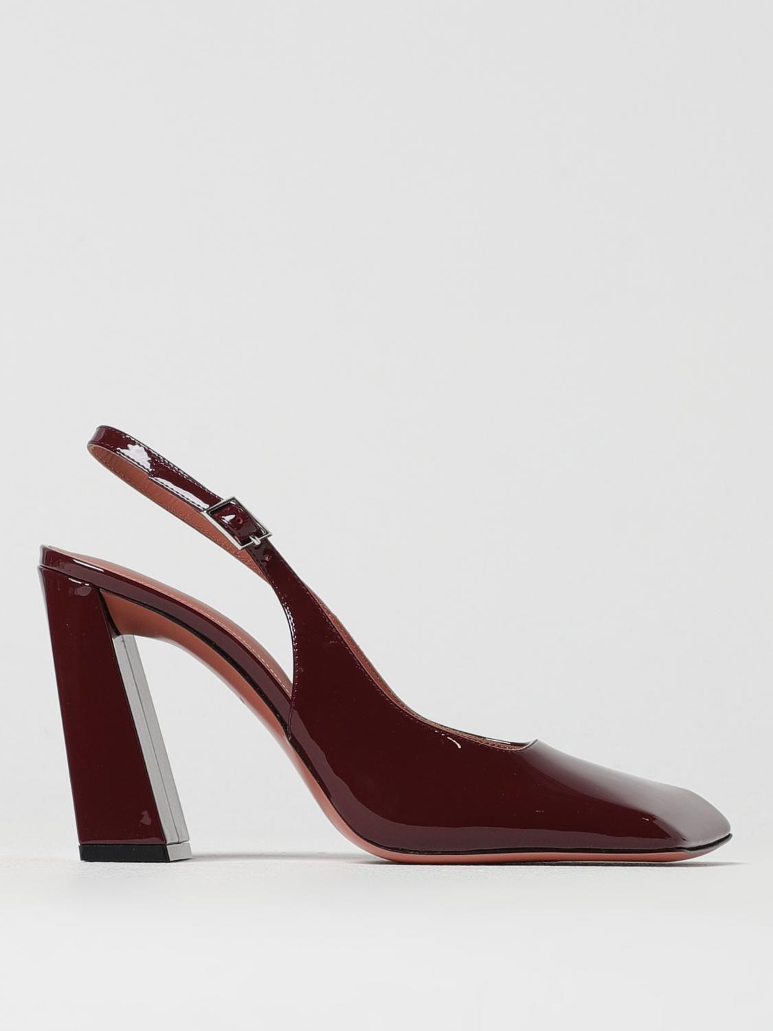 Amina Muaddi Grape Leather Charlotte Pumps In Red