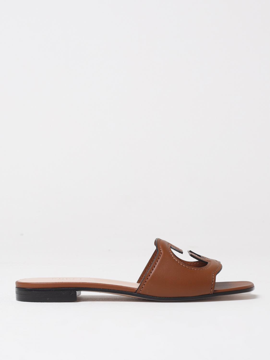 Gucci Interlocking G Cutout Leather Sandal In Multi