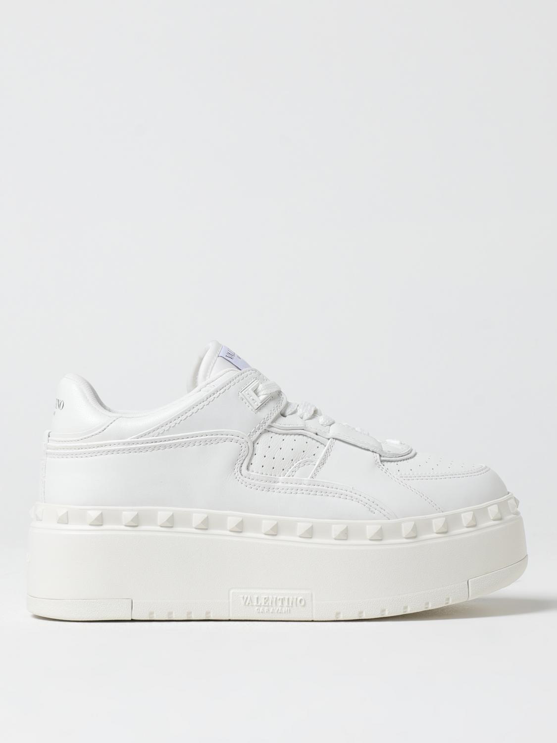 Valentino Freedots Xl Leather Platform Sneakers In White