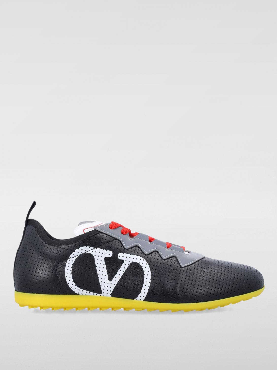 Valentino Garavani Black Sneakers With Asymmetric Toe And Vlogo Detail On The Side In Tech Fabric Ma In Black