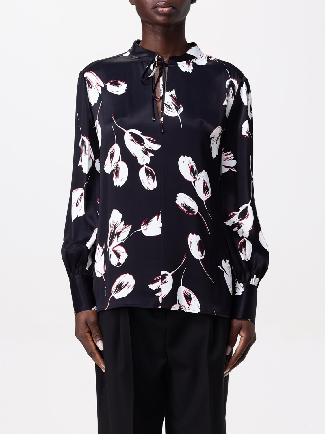 Hugo Boss Floral-print Blouse In Black
