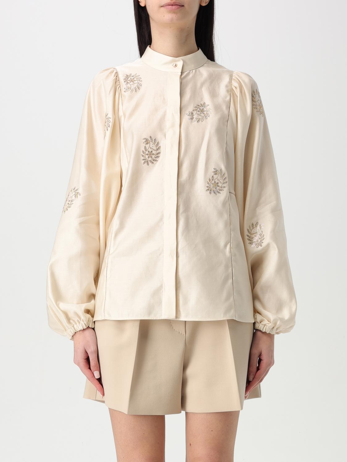 Max Mara Caladio Long-sleeved Shirt With All-over Embroidery In White