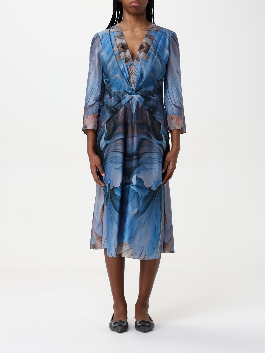 Alberta Ferretti Woman Midi Dress Sage Green Size 12 Silk, Elastane In Gnawed Blue