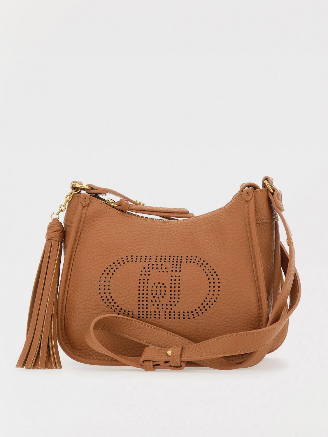 Liu •jo Liu Jo Fringe-detail Brown Shoulder Bag With Logo Accents In Leather