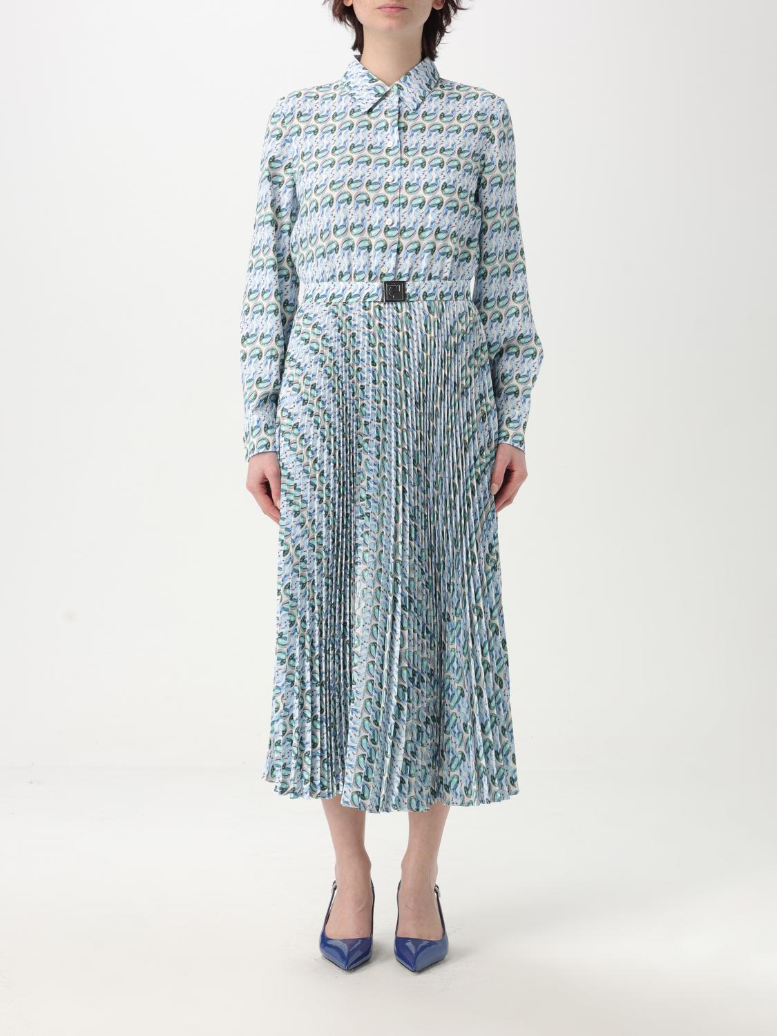Tory Burch Collared Dress With Whimsical Swan Print In Blue
