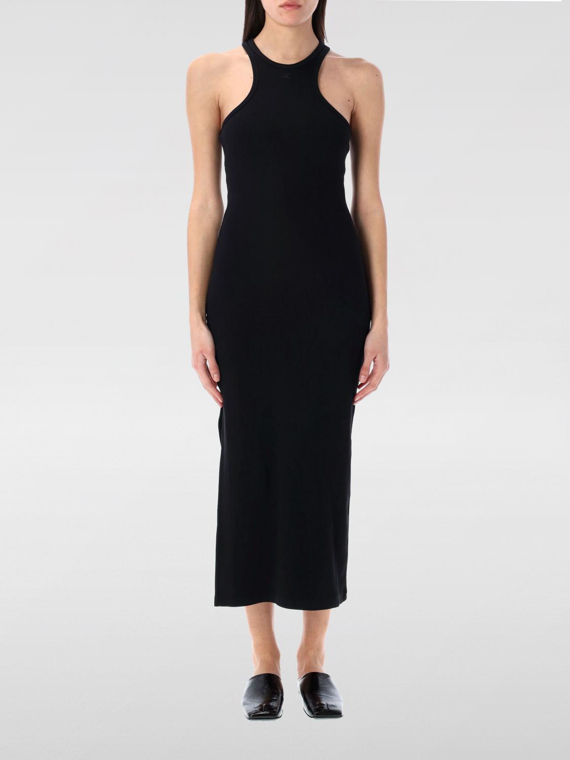 Courrèges Scuba 90's Rib Long Dress In Schwarz
