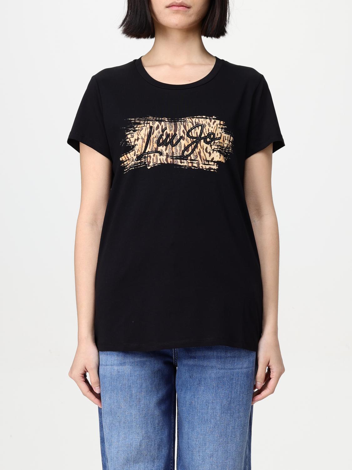 Liu •jo Liu Jo Logo Embellished Crewneck T-shirt In Black