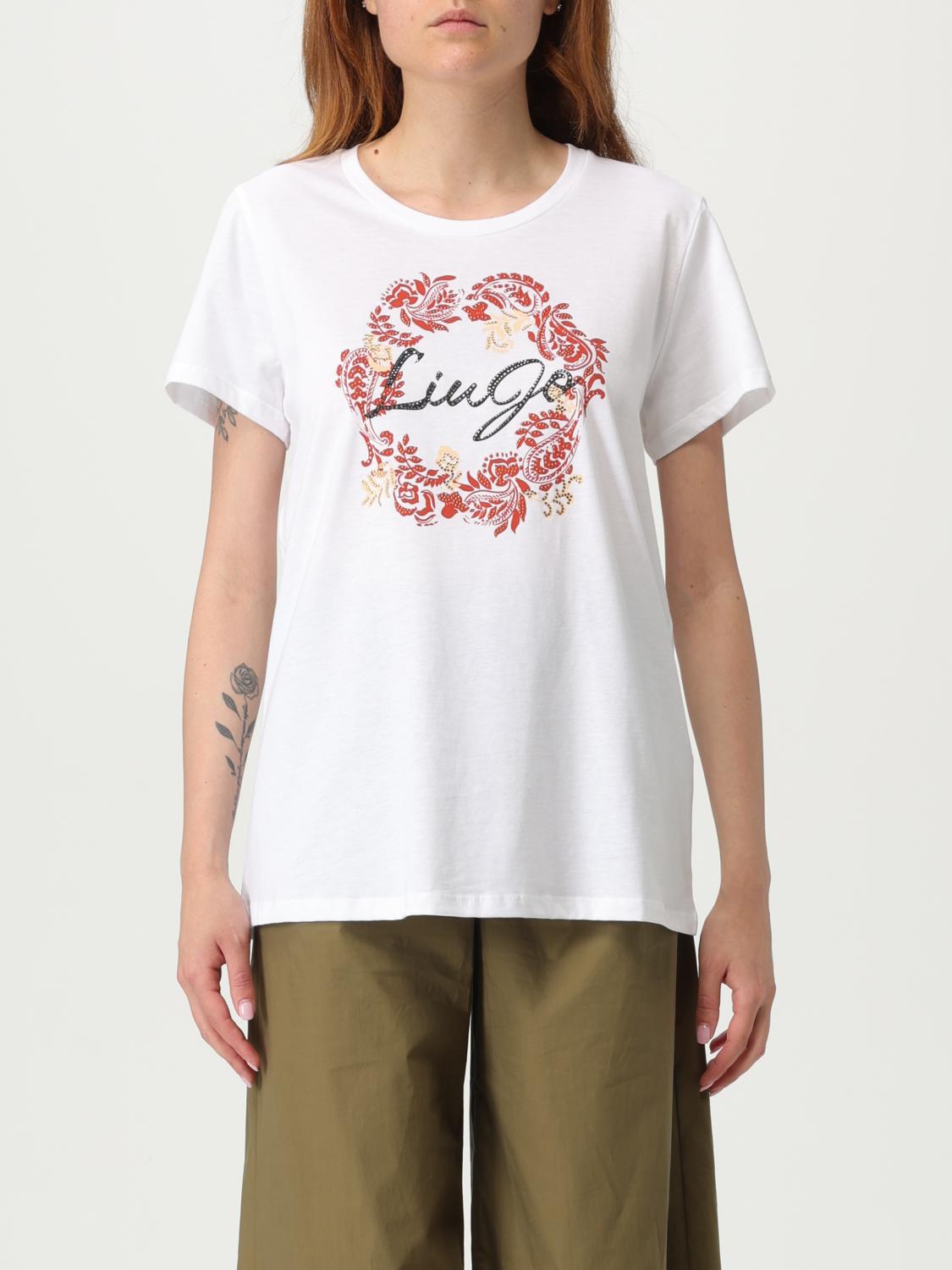 Liu •jo Crewneck Graphic Print Round Neck Short Sleeves In White